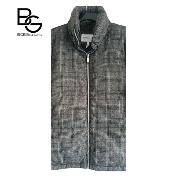 BCBGeneration NEW Plaid Quilted Zip Puffer Coat Jacket M - Picture 5 of 11